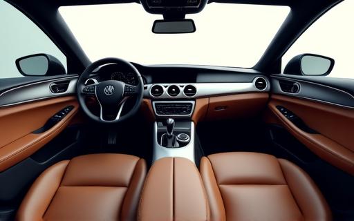 Pristine luxury car interior with clean leather seats